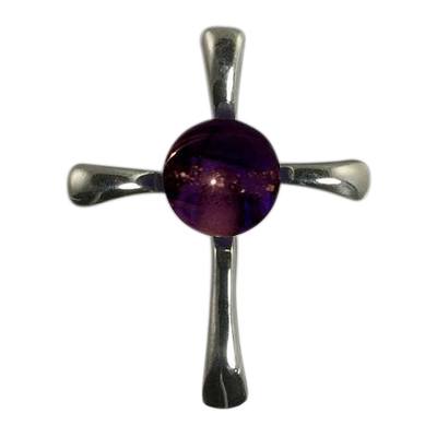 Violet Cross Cremation Ash Pendant