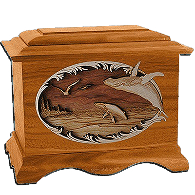 Whales Mahogany Cremation Urn for Two