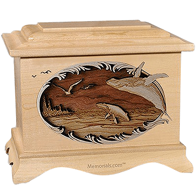 Whales Maple Cremation Urn for Two