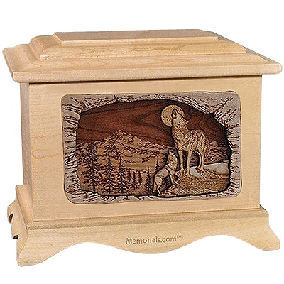 Wolves Maple Cremation Urn for Two