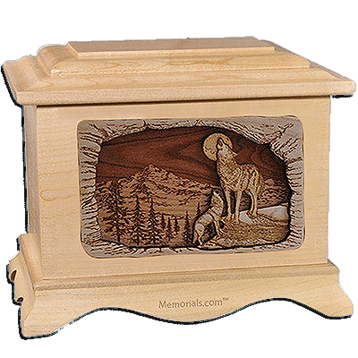 Wolves Maple Cremation Urn for Two