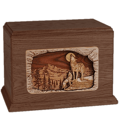 Wolves Walnut Companion Urn