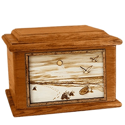 Walking on the Beach Mahogany Memory Chest Cremation Urn