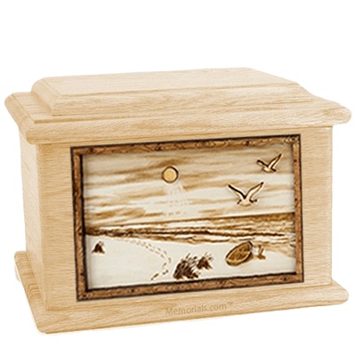 Walking on the Beach Maple Memory Chest Cremation Urn 