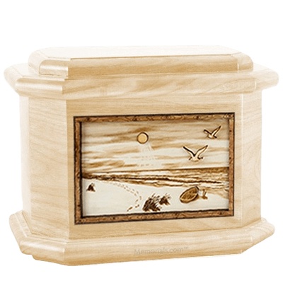 Walking on the Beach Maple Octagon Cremation Urn