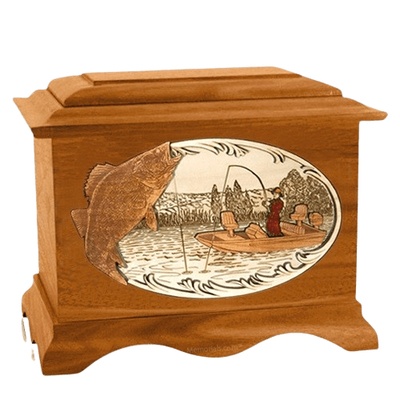 Walleye Fishing Mahogany Cremation Urn