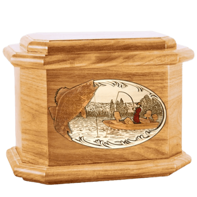 Walleye Fishing Oak Octagon Cremation Urn