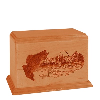 Trout Individual Mahogany Wood Urn