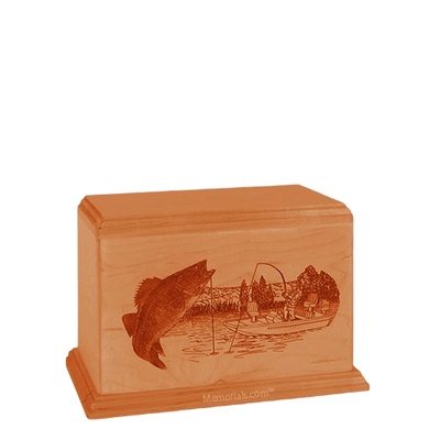 Trout Small Mahogany Wood Urn