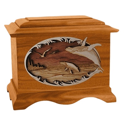 Whale & Calf Mahogany Cremation Urn