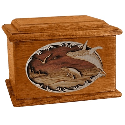 Whale & Calf Mahogany Memory Chest Cremation Urn