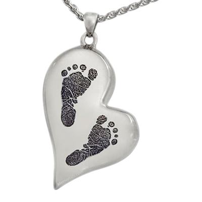 Whimsical Heart 14k White Gold Cremation Print Keepsake