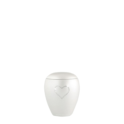 White Crystal Heart Keepsake Ceramic Urn