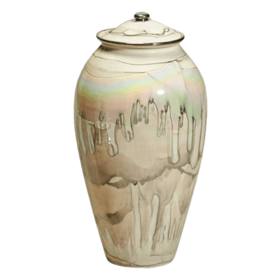 White Gold Ceramic Urn