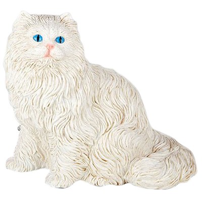 White Longhair Cat Cremation Urn