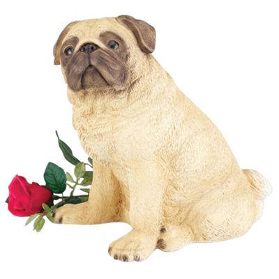 White Pug Cremation Urn