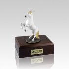 White Rearing Small Horse Cremation Urn