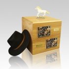 White Running Full Size Horse Urns