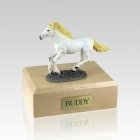 White Running Small Horse Cremation Urn