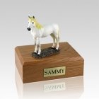 White Standing Small Horse Cremation Urn