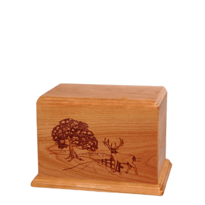 Whitetail Small Cherry Wood Urn