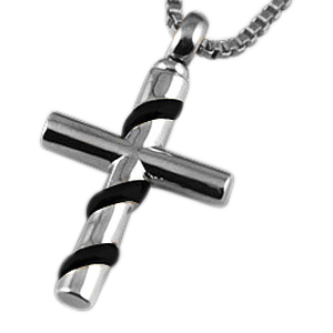 Wrapped Cross Black Cremation Jewelry