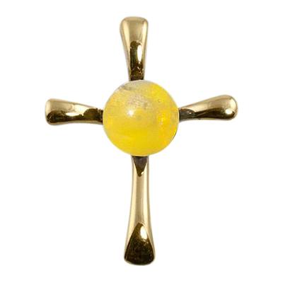 Yellow Cross Cremation Ash Pendant