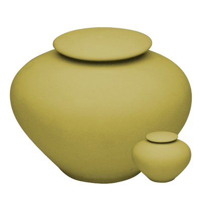 Yellow Silk Porcelain Clay Cremation Urns