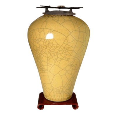 Raku Tall Yellow Cremation Urns