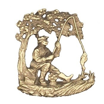 Antique Gold Fisherman Emblem