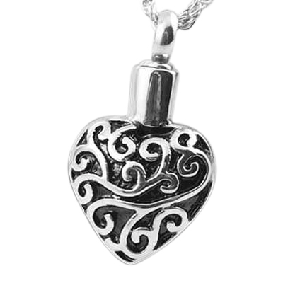 Filigree Heart Cremation Jewelry