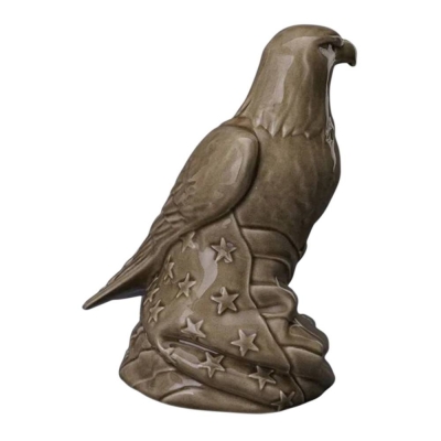 American Bald Eagle Beige Ceramic Urn