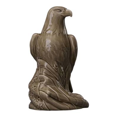 American Bald Eagle Beige Ceramic Urn