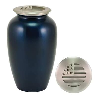 American Flag Blue Cremation Urn