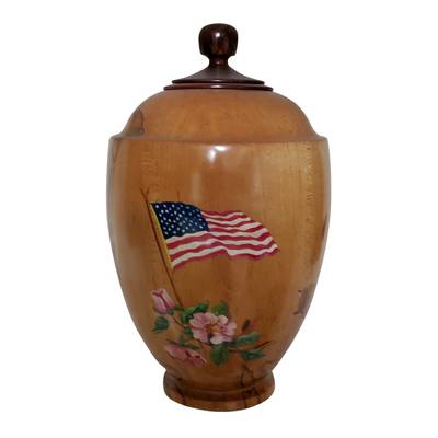 American Flag Wood Urn