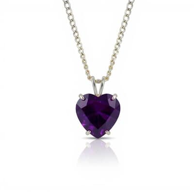 Amethyst Heart Cremation Diamond Necklace