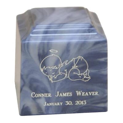 Angel Blue Cultured Marble Cremation Urn