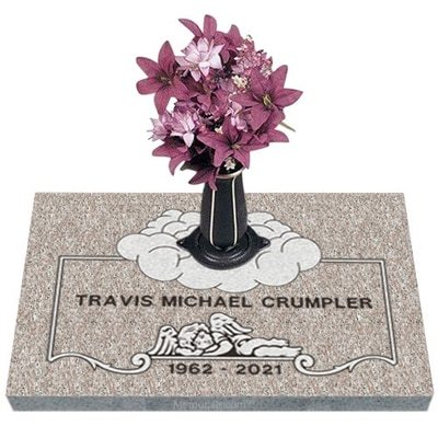 Angel in the Clouds Granite Grave Marker 24 x 14