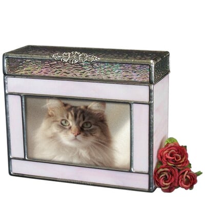 Angel White Medium Photo Pet Glass Urn