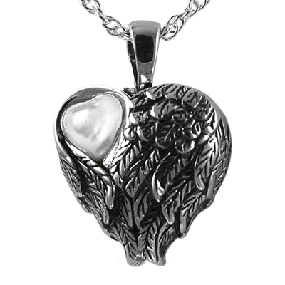 Wings Mother of Pearl Heart Pendant III