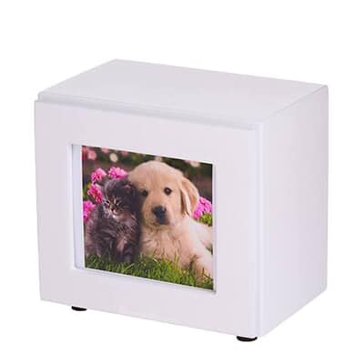 Angelic White Small Photo Pet Urn