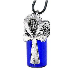 Life Ankh Blue Glass Cremation Keepsake