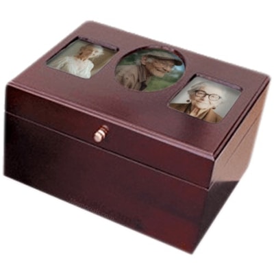 Antique Photo Chest Wood Cremation Urn