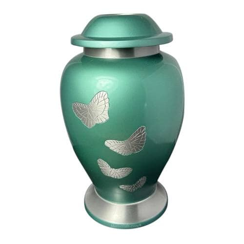 Aqua Butterfly Cremation Urn