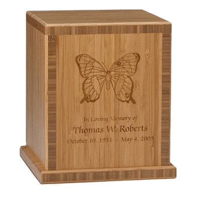 Butterfly Bamboo Caramel Cremation Urn