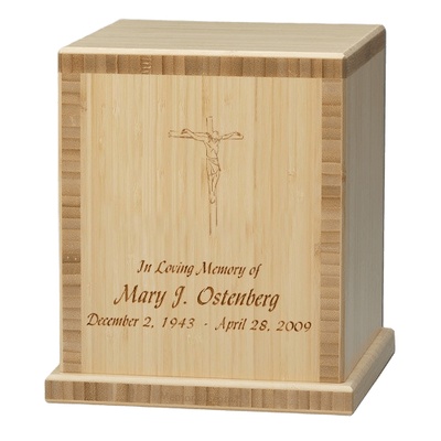 Crucifix Bamboo Natural Cremation Urn