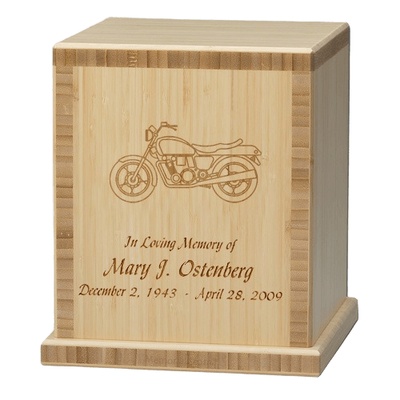 Motorcycle Bamboo Natural Cremation Urn