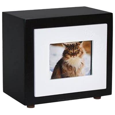 Black and White Paw Photo Pet Urns
