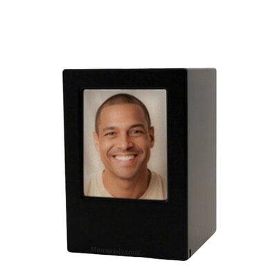 Black Eternity Small Photo Wood Urn