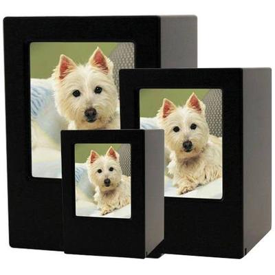 Black Pet Photo Wood Urns